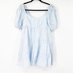 Nia Silvana Dress Puff Sleeve Tiered Light Blue
